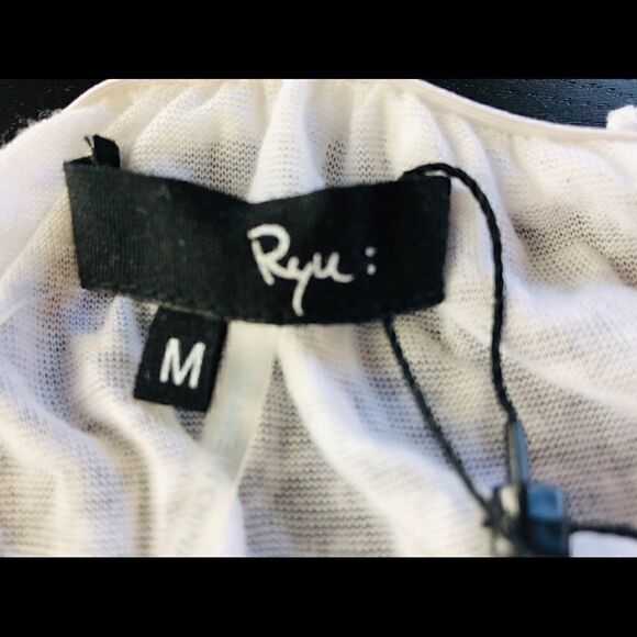 NWT Ryu Sheer White Rosette Off Shoulder Ruched Tunic Top Size M - Picture 9 of 9